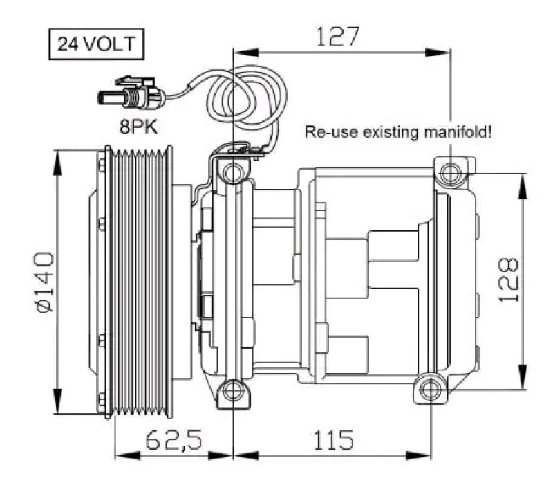 Image of NRF 32662 AC Compressor EASY FIT PAG 46, with PAG compressor oil, with gaskets/seals Compressor,air conditioning (447)