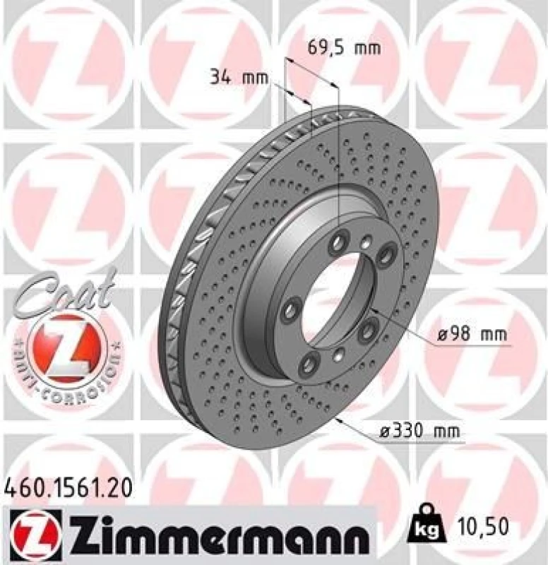Image of ZIMMERMANN Brake disc ZIMMERMANN 460.1561.20