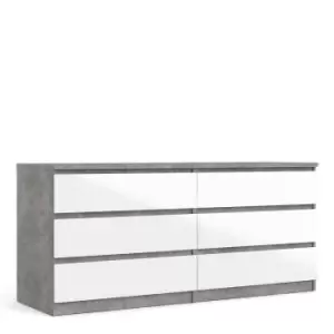 image of Naia Wide Chest of 6 Drawers, Concrete Grey