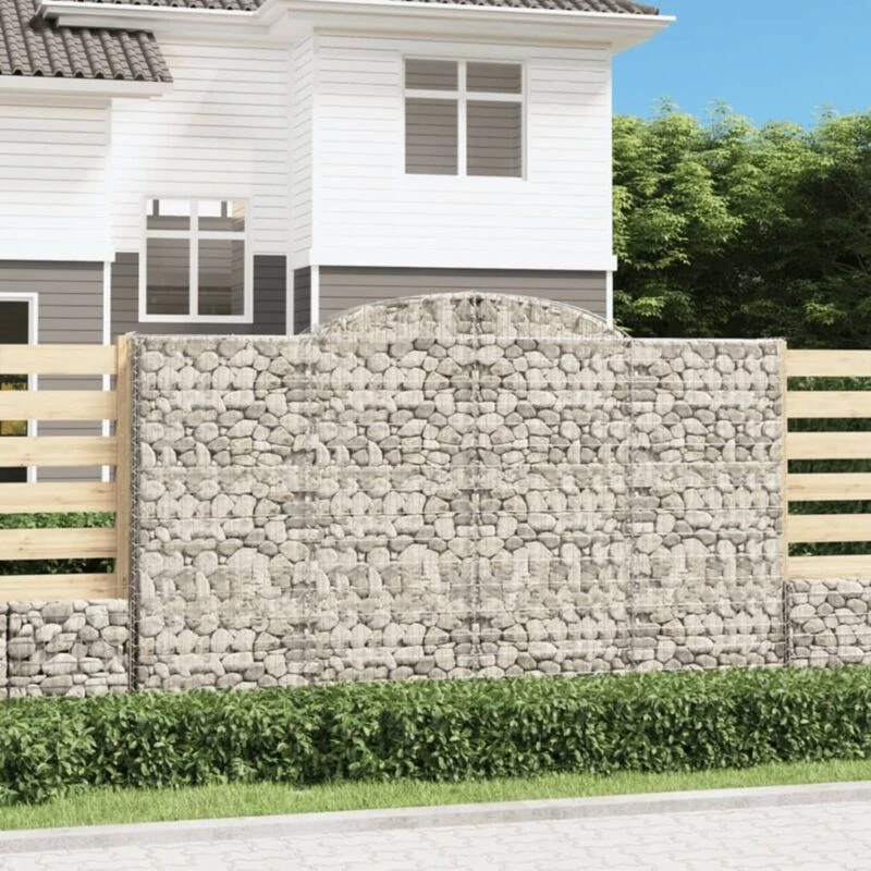 Image of vidaXL Arched Gabion Baskets 2 pcs 300x30x180/200 cm, Silver 3146593