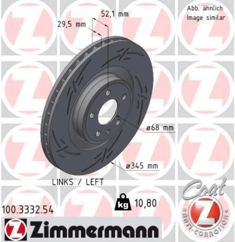 Image of ZIMMERMANN Brake disc ZIMMERMANN 100.3332.54