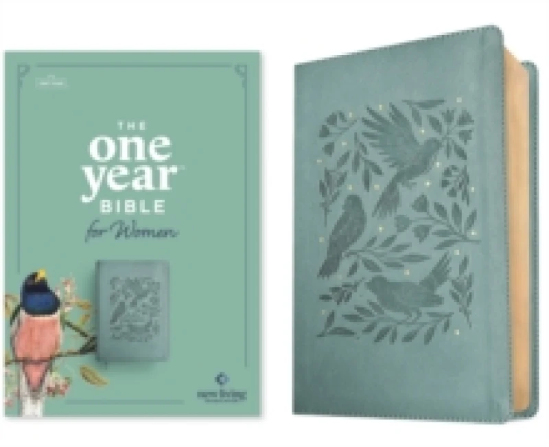 Image of NLT The One Year Bible for Women, Birdsong Teal Leather / fine binding
