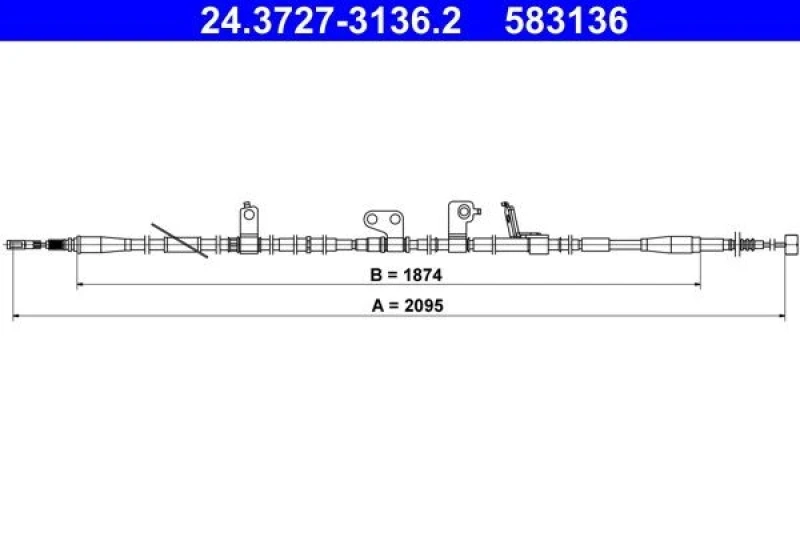 Image of ATE 24.3727-3136.2 Brake Cable 2095mm Cable,parking brake (124)