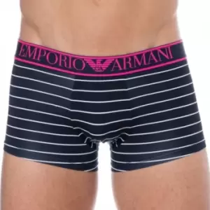 Image of Emporio Armani Microfiber Boxer Briefs - Navy Stripe XL