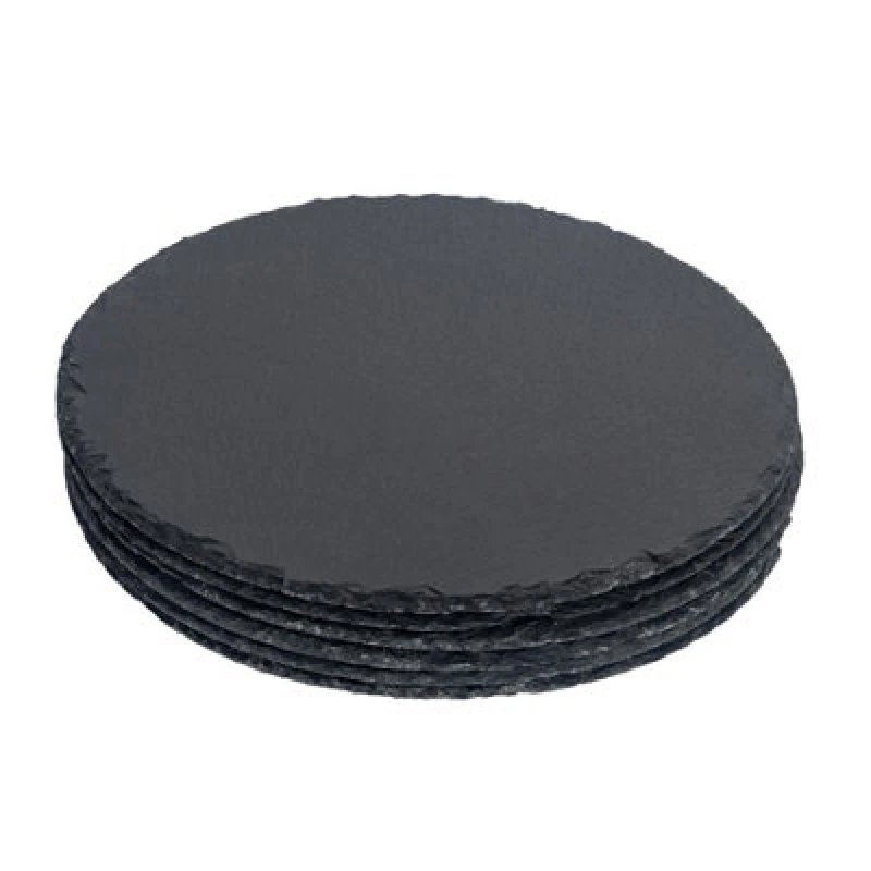 Image of Argon Tableware Round Slate Placemats 30cm Pack of 6 Grey unisex