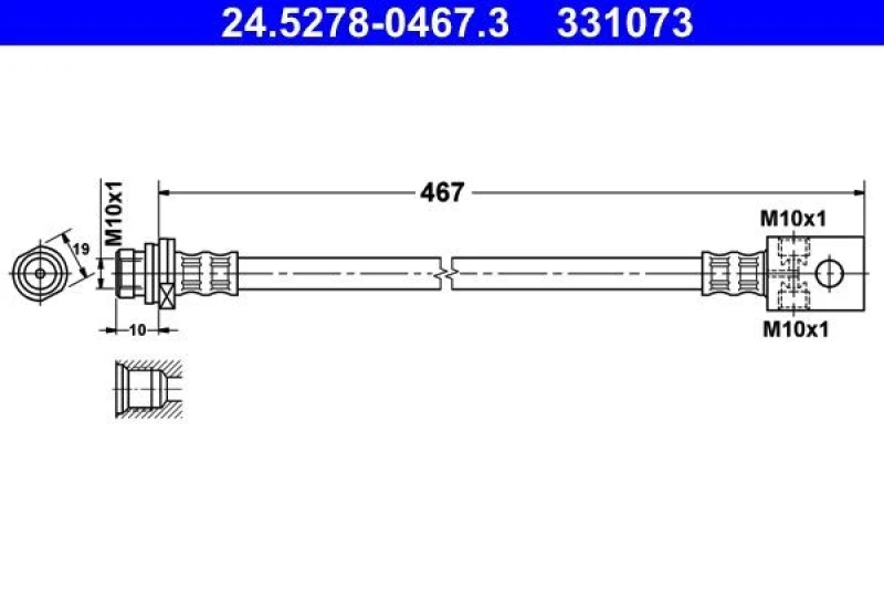 Image of ATE 24.5278-0467.3 Brake Hose with flange Brake Hose (83)