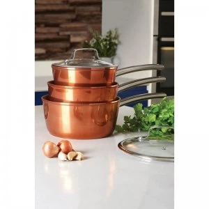 Image of Tower Copper Forged 3 Piece Saucepan Set