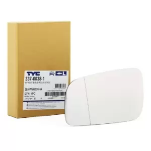 Image of TYC Wing Mirror Glass 337-0038-1 Side Mirror Glass,Mirror Glass VW,SKODA,SEAT,Golf IV Schragheck (1J1),PASSAT Variant (3B6),Lupo (6X1, 6E1),POLO (6N2)