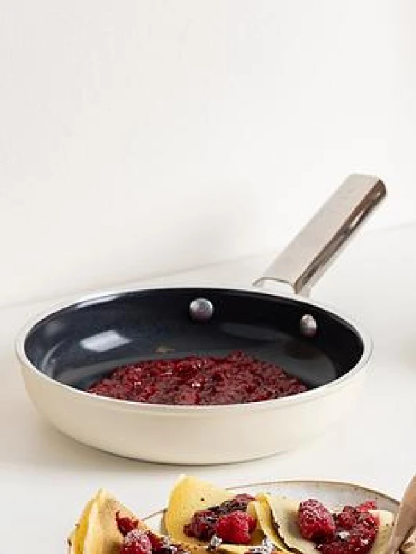 Image of Smeg 24Cm Retro Frying Pan, Oven Safe, Aluminium, Cream Cream X4WBB Unisex