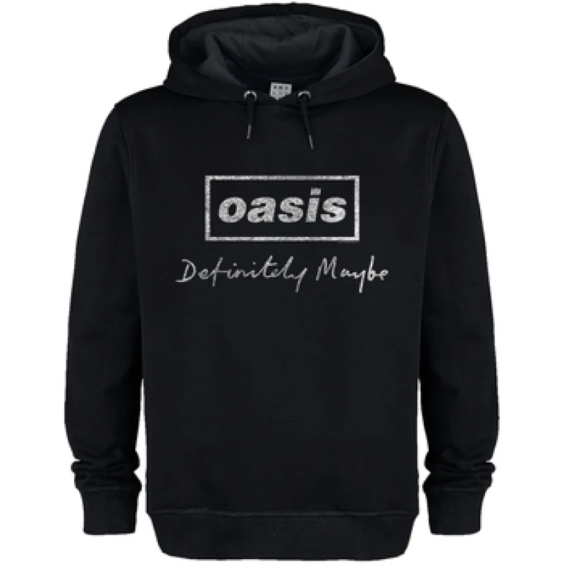 Image of Amplified Amplified Men Definitely Maybe Distressed Oasis Hoodie in Black Size: X-Small Black XS Male 5063703715041