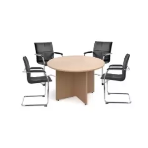 Image of Bundle deal 4 x Essen visitors chairs with RT12 meeting table - grey oak