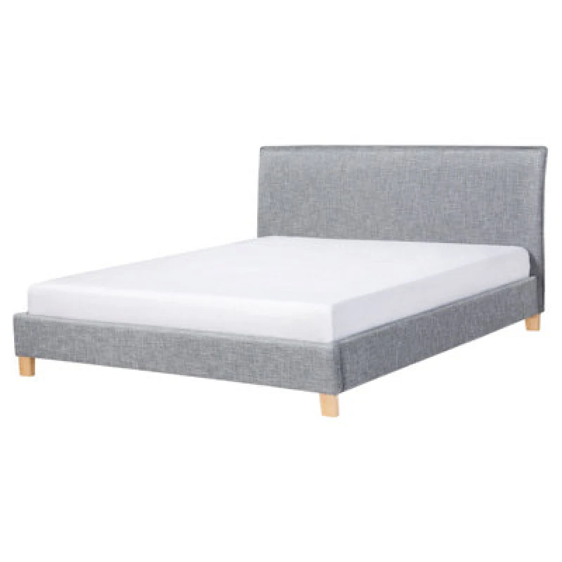 Image of Beliani Bed Fabric Sennez 160 X 200 Cm (Eu King Size) Light Grey