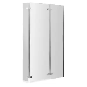 image of Nuie Ella L Shaped Hinged Bath Screen - Satin Chrome