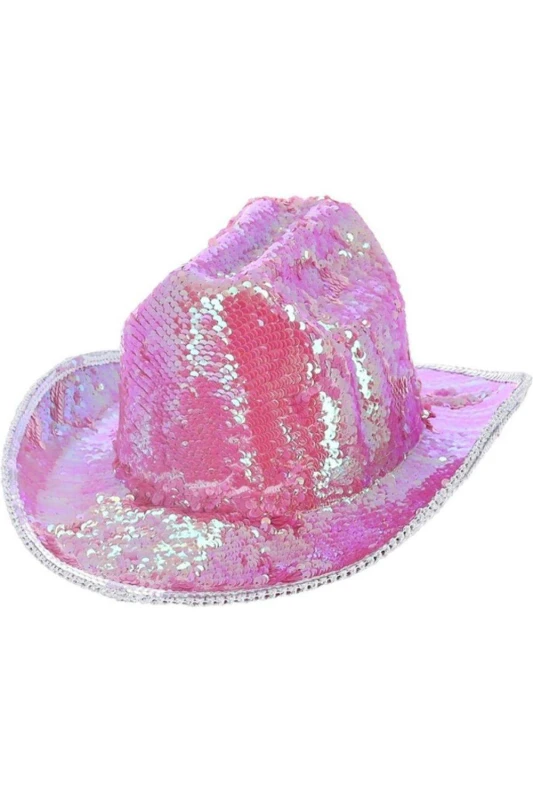 Image of Fever Deluxe Iridescent Sequins Cowboy Hat in Pink Pink Unisex One Size