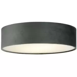 image of Searchlight Lighting - Searchlight Drum Pleat 2 Light Velvet Flush, Grey Shade