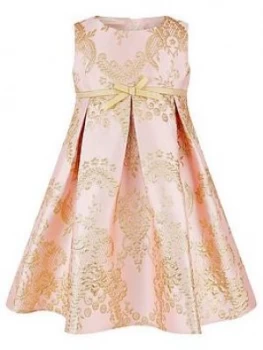 image of Monsoon Baby Girls Rebecca Pink Jacquard Dress - Pink