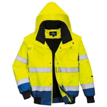 Image of Portwest - C465YRBL - sz L Hi-Vis Contrast Bomber Jacket - Yellow/Red