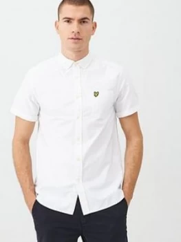 Image of Lyle & Scott Short Sleeved Oxford Shirt - White, Size S, Men