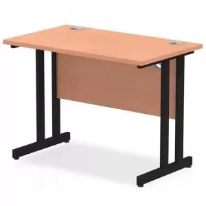 Image of Impulse 1000 x 600mm Straight Desk Beech Top Black Cantilever Leg