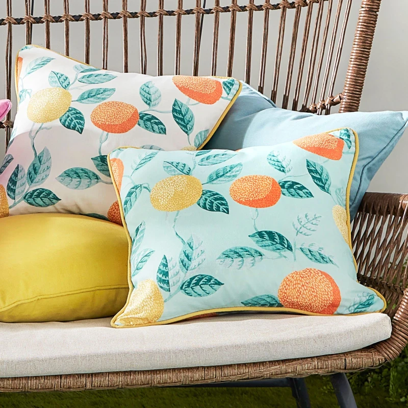 Image of Dreams & Drapes 'Botanical Fruits' Outdoor Water & UV Resistant Garden Filled Bench Cushion Green unisex