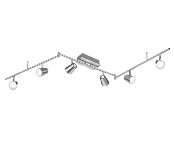 Image of Narcos Modern 6 Light Ceiling Spotlight Bar Nickel Matt 3000K