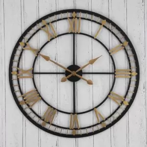 image of Pacific Lifestyle Antique Metal Round Wall Clock, Bronze & Gold