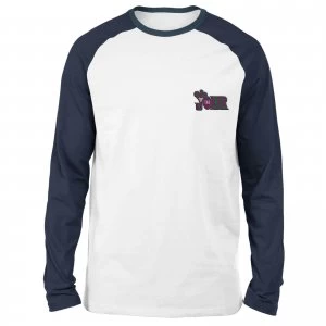 image of DC Joker Embroidered Unisex Long Sleeved Raglan T-Shirt - White/Navy - L