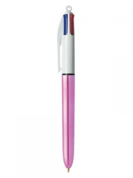 image of Bic 4 Colour Shine Pink Body 1.0mm Point 0.4mm Line PK12