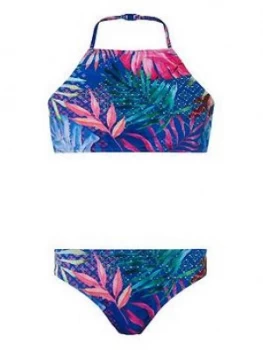 Monsoon Girls Storm S.E.W Dalida Print Bikini - Blue, Size Age: 9-10 Years, Women