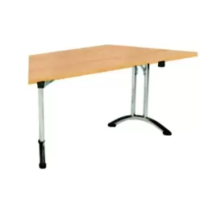 Image of Tc One Union Folding Table 1600 x 800 Silver Frame White Trapezoidal Top