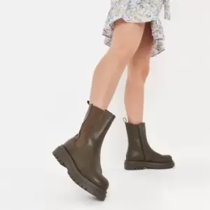 Missguided Pull on Tab Ankle Boots - Green