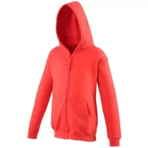 Image of Awdis Kids Unisex Hooded Sweatshirt / Hoodie / Zoodie (12-13) (Fire Red)