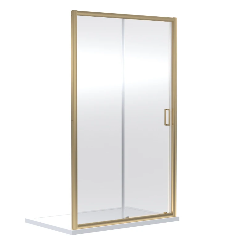 Image of Balterley Safety Glass Reversible Sliding Shower Door Brushed Brass 6mm 1200mm Metallics unisex