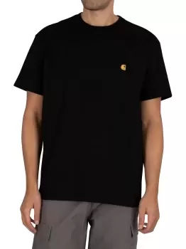 Image of Carhartt Wip Chase T-Shirt, Black / Gold, Male, T-Shirts, I026391.00F