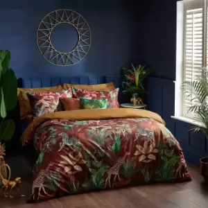 Image of Aranya Exotic Animal Velvet Duvet Cover Set Rust, Rust / King