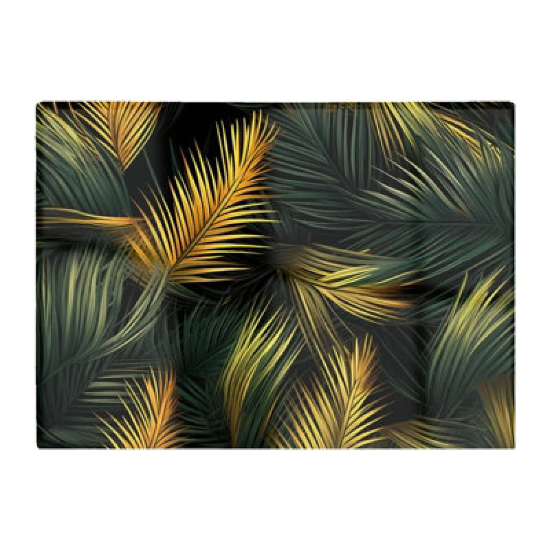 Image of Warren Reed Designer Golden Palm Leaves Glass Chopping Board