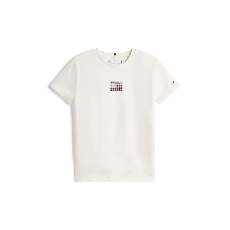 Image of Tommy Hilfiger Kids Diamante T-Shirt Ivory YAB female 12Y