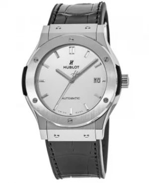 image of Hublot Classic Fusion 45mm Silver Dial Black Leather Mens Watch 511.NX.2611.LR 511.NX.2611.LR