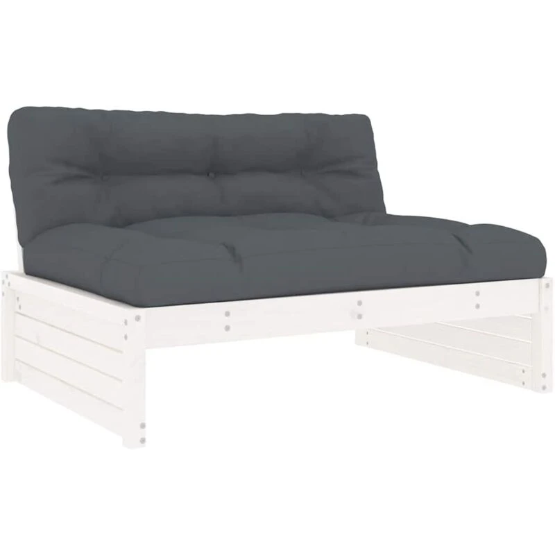 Image of VIDAXL Middle Sofa White 120x80cm Solid Wood Pine Vidaxl 8720845803209