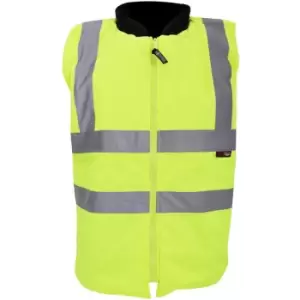 Image of Warrior Mens Phoenix High Visibility Safety Bodywarmer Jacket (XXL) (Fluorescent Yellow) - Fluorescent Yellow