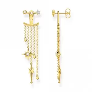 Image of Sterling Silver Gold Plated Zirconia Stars Earrings H2120-414-14