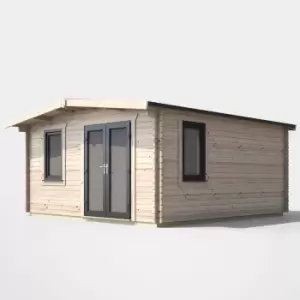 image of Power 16' x 14' Chalet Log Cabin - Right Side Double Door