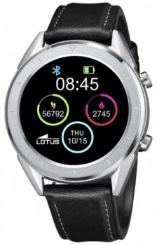 image of Lotus SmarTime Mens Black Leather Strap + Free Strap Watch