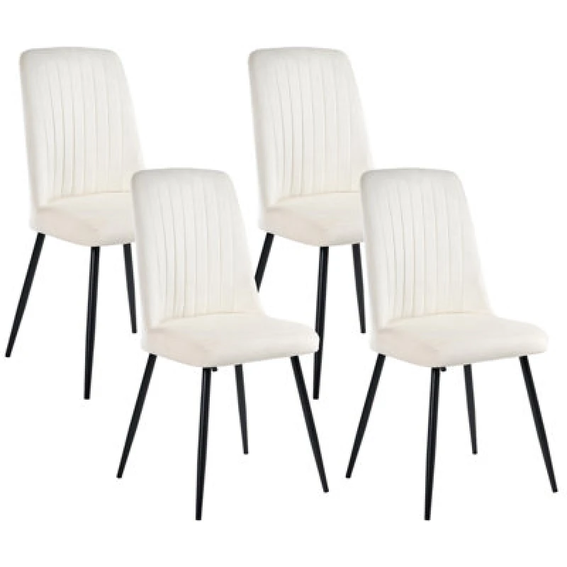 Image of Beliani Set Of 4 Dining Chairs Kirby Velvet Off-White