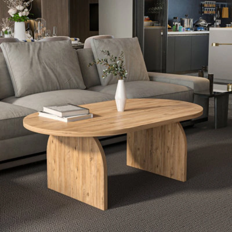 Image of Decorotika Mono 120 Cm Oval-Cut Coffee Table Atlantic Pine