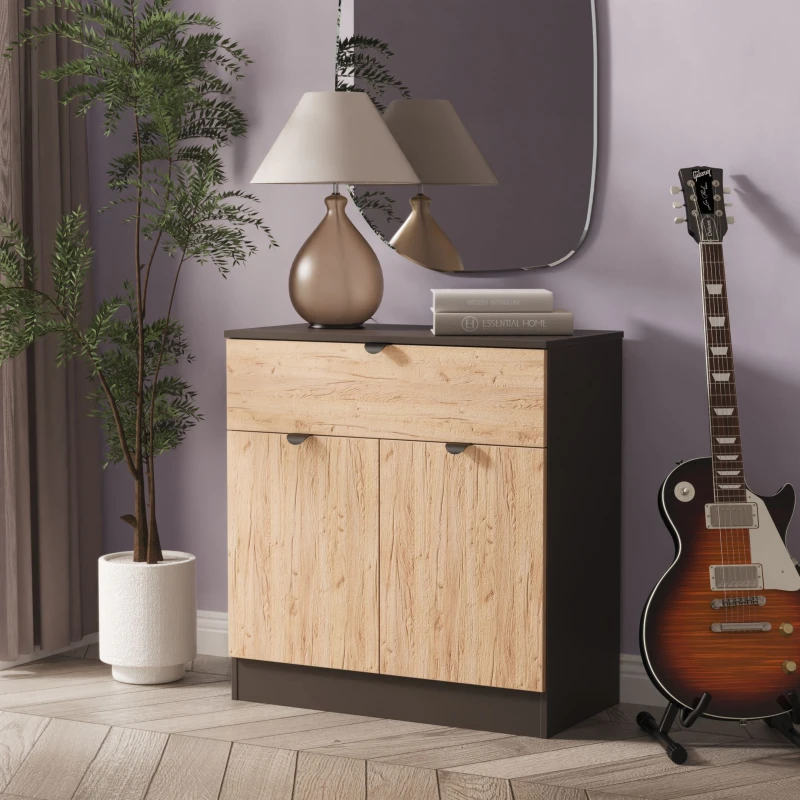 Image of Ready Assembled 2 U Norway 1 Drawer 2 Door Sideboard (Ready Assembled) in Dark Grey Dark Grey Unisex