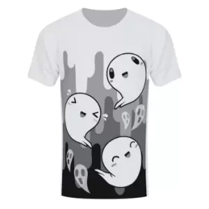 image of Grindstore Mens Happy Spooks T-Shirt (S) (White/Black/Grey)