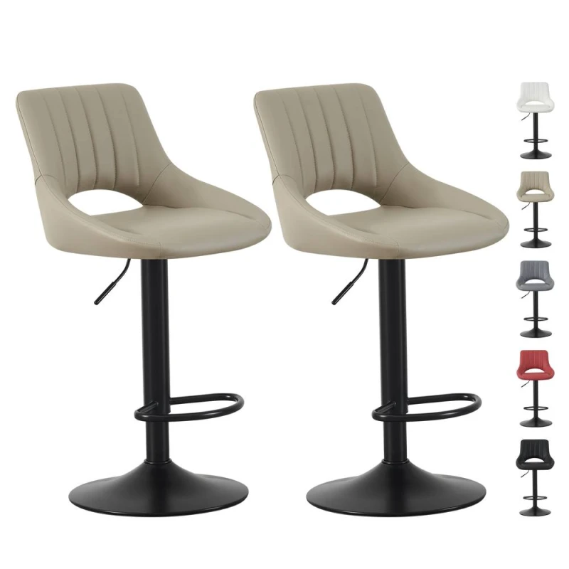 Image of MCC Direct Set of 2 Height Adjustable Kitchen Bar Stool Breakfast Chairs with Footrest - Stacey in Brown Brown Unisex