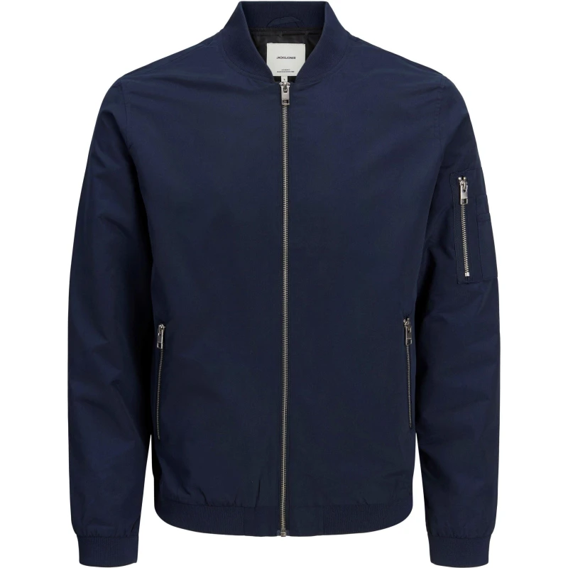 Image of Jack and Jones Mens Rush Water-Resistant Long Sleeve Bomber Jacket Navy Blazer male L