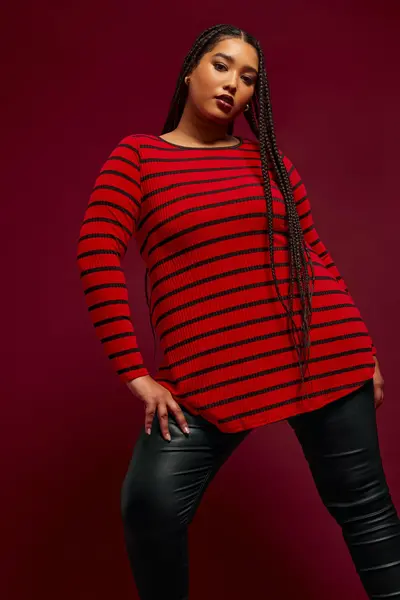 Image of Yours Ribbed Swing Top Red